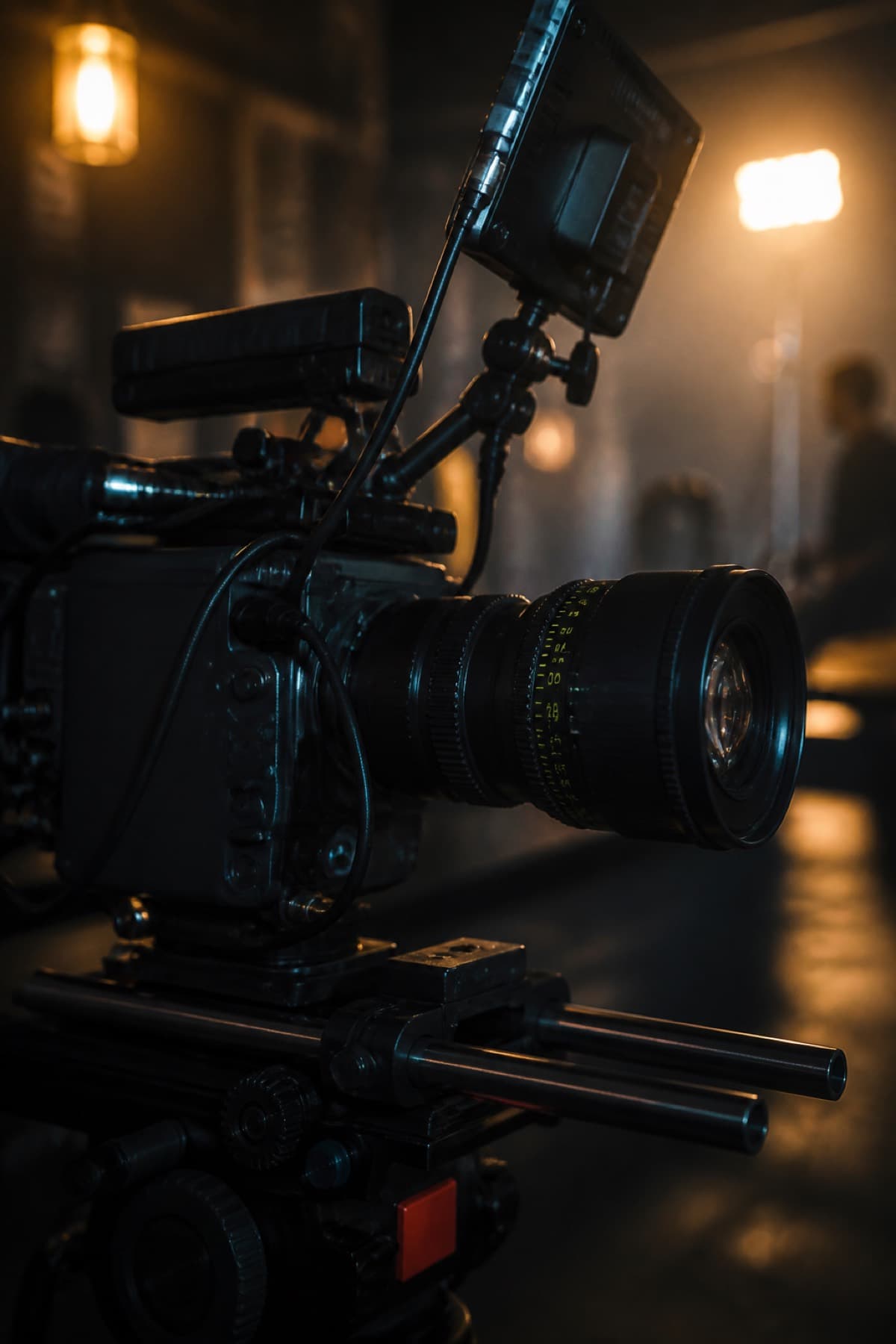 Generated still of a cinema camera on set